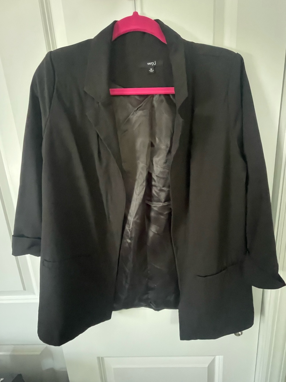 Very J Black Open-Front Relaxed Blazer